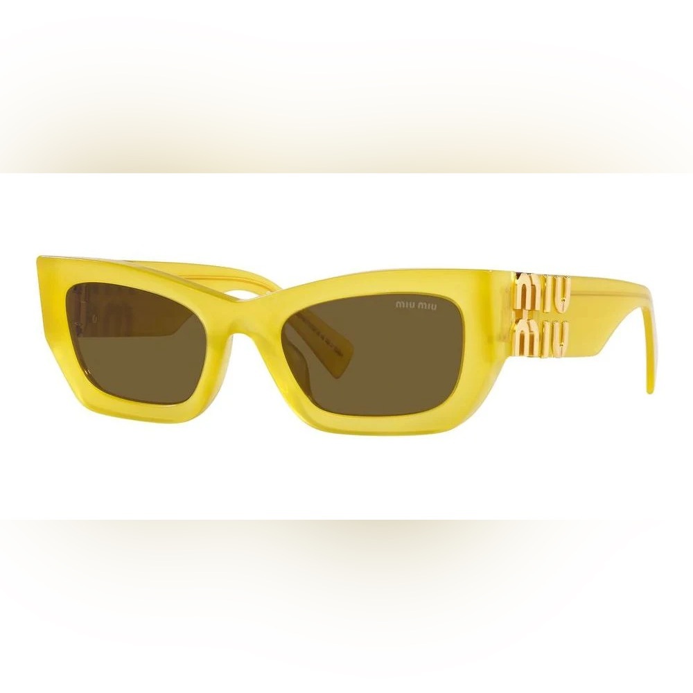 Auth Miu Miu Yellow OW9S Rectangular Sunglasses